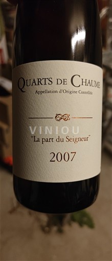Loiredalen Quarts de Chaume La part du Seigneur 2007