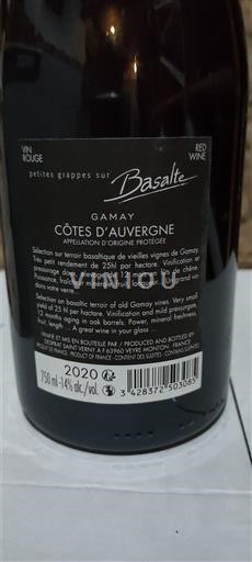 Vale do Loire Côtes-d'Auvergne Petites grappes sur Basalte 2020