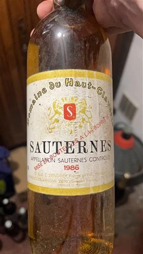 Bordeaux Sauternes Domaine Haut-Clauzel 1986