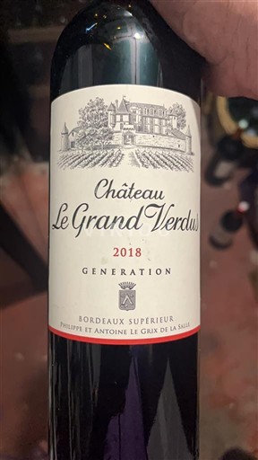 Bordeaux Bordeaux Supérieur Château Le Grand Verdus Génération 2018