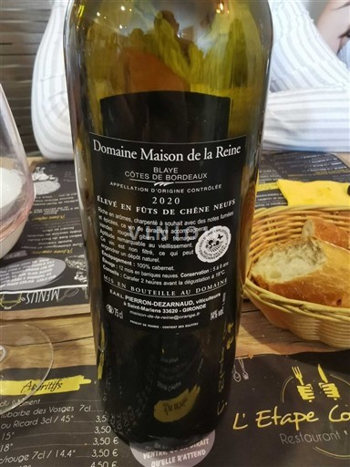 Burdeos Blaye-Côtes de Burdeos Domaine Maison de la Reine 2020