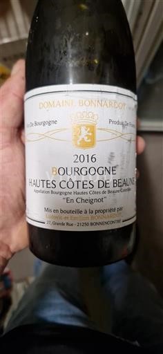 Bourgogne Hautes Côtes de Beaune Domaine Bonnardot En Cheignot 2016