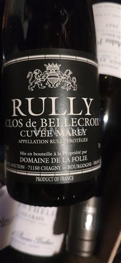 Bourgogne Rully Domaine La Folie Clos de Bellecroix Marey Ikke årgangsbestemt