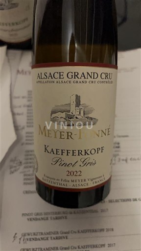 Vinhos Blanc sec Kaefferkopf Pinot Gris Meyer-Fonné 2022 França Alsácia Pinot gris AOC Grand Cru