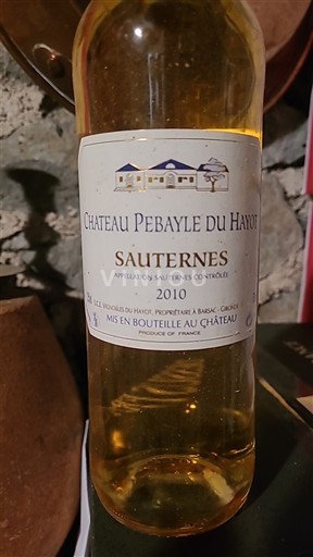 Bordeaux Sauternes Château Pebayle du Hayot 2010