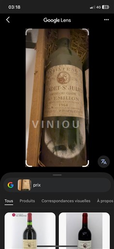 Bordeaux Saint-Émilion Grand Cru Classé Château Cadet-St-Julien 1964