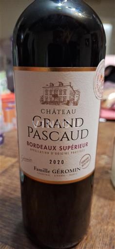 Bordeaux Bordeaux Supérieur Château Grand Pascaud 2020