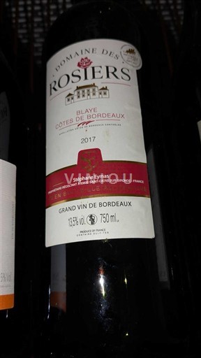 Bordeaux Blaye-Côtes-de-Bordeaux Domaine S Rosiers 2017