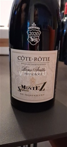 Vallée du Rhône Côte-rôtie Domaine Monteillet Bons Arrêts Monopole 2020