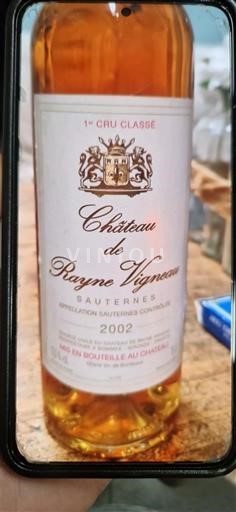 Bordeaux Sauternes 1er Cru Classé Château Rayne Vigneau 2002