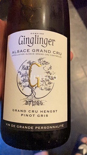 Wijnen Blanc sec Grand Cru Hengst Pinot Gris Domaine Ginglinger 2022 Frankrijk Elzas Alsace Grand Cru AOC Grand Cru