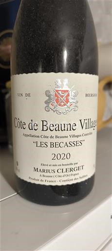 Víno Rouge sec Les Becasses Marius Clerget 2020 Francie Burgundsko Côte de Beaune Villages AOC