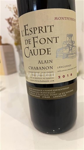 Langvedok Languedoc Alain Chabanon L'Esprit de Font Caude 2018