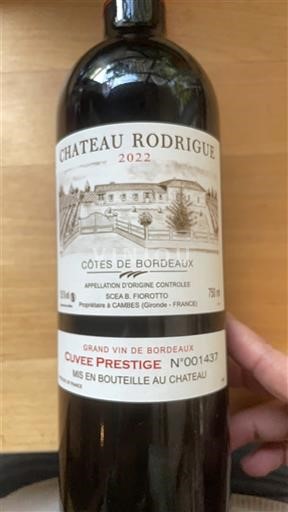 Bordeaux Côtes de Bordeaux Château Rodrigue Prestige 2022