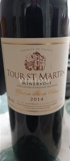 Languedoc Minervois Tour St Martin Élevé en fûts de chêne 2014