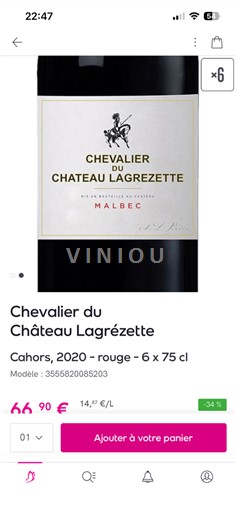 Sud-Ovest Cahors Château Lagrézette Chevalier du Château Lagrézette 2020