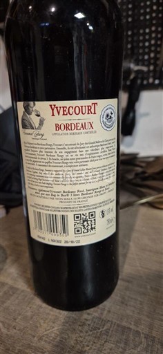 Vin Rouge sec Yvecourt Non millésimé France Bordeaux AOC