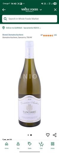 Loiren laakso Sancerre Domaine Auchère 2016
