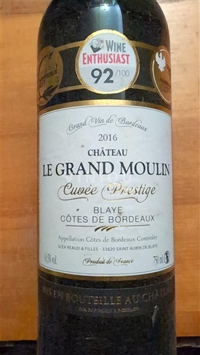 Bordeaux Blaye-Côtes-de-Bordeaux Château Le Grand Moulin Prestige 2016