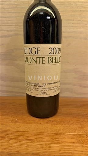 Kalifornijske AVA Santa Cruz Mountains Ridge Monte Bello 2009