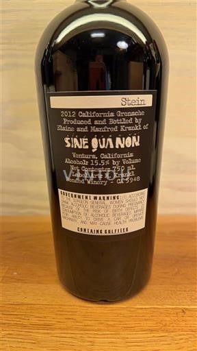 California AVAs Central Coast Sine Qua Non Stein 2012