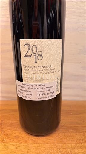 Kalifornské AVA Nespecifikováno The Ojai Vineyard John Sebastiano Vineyard, Six Sais Hills 2018