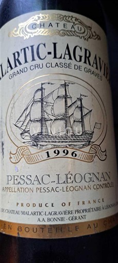 Bordeaux Pessac-Léognan Grand Cru Château Malartic-Lagravière 1996