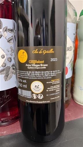 Loiretal Anjou Villages Brissac Domaine Gagnebert Clos de Greuille 2023