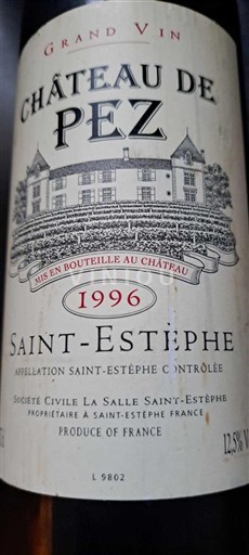 Bordeaux Saint-Estèphe Château Pez 1996