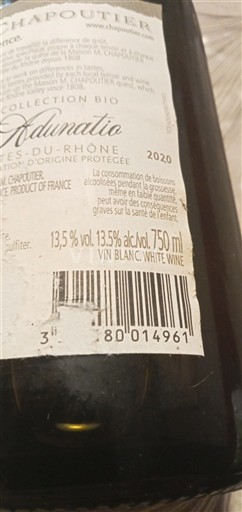 Valle del Rodano Côtes-du-Rhône M. Chapoutier Adunatio 2020