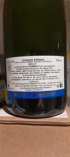 Rượu vang sủi bọt Blanc brut Cuvée des amis Château Bernard Humbrecht 2022 Pháp Alsace Crémant d'Alsace AOC