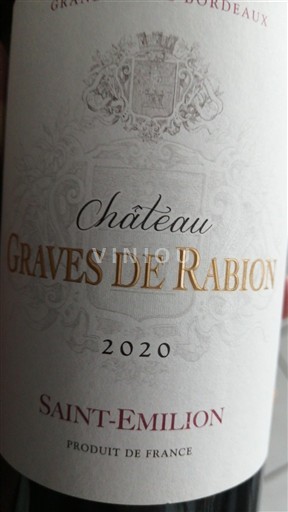 Bordeaux Saint-Émilion Château Graves de Rabion 2020