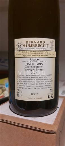 Elzas Château Bernard Humbrecht Pinot Gris Gaensbrunnen Premiers Frimas 2023