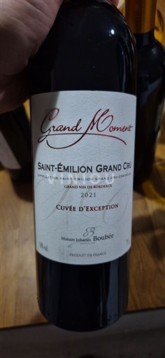 Bordeaux Saint-Émilion Grand Cru Grand Cru Maison Johanis Boubée Grand Moment d'Exception 2021