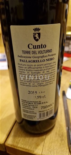 Campanie Đất Volturno Fattoria Alois Pallagrello nero Cunto 2015
