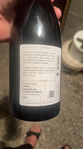 Borgonha Givry Premier Cru Vignobles & Vins Picard La Grande Berge 2020