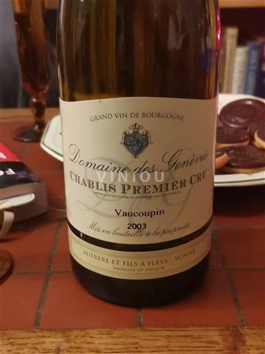 Bourgogne Chablis Premier Cru Domaine S Genèves Vaucoupin 2003