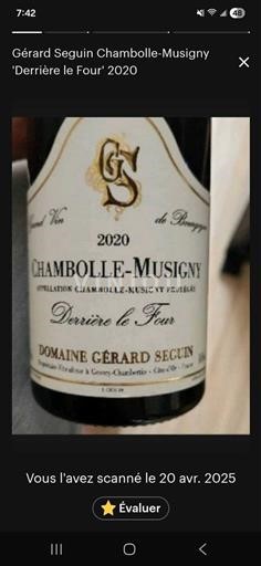 Bourgogne Chambolle-Musigny Domaine Gérard Seguin Derrière le Four 2020