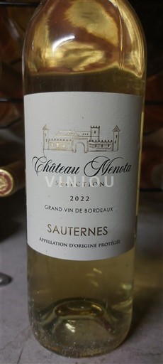 Bordéus Sauternes Château Menota Sélection 2022