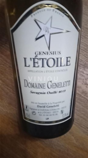 Jura L'Étoile Domaine Geneletti Genesius 2019