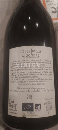 Rhônen laakso Gigondas Clos du Joncuas 2016
