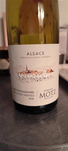 Alsace Vendanges Tardives Domaine Motz Gewurztraminer Vendanges Tardives 2018