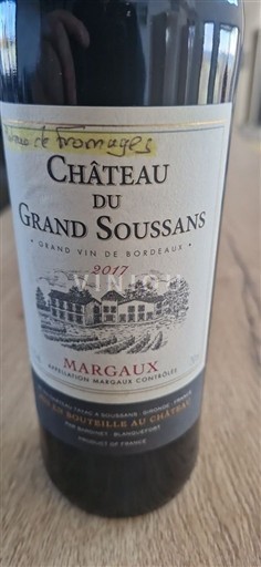 Bordeaux Margaux Château Grand Soussans 2017