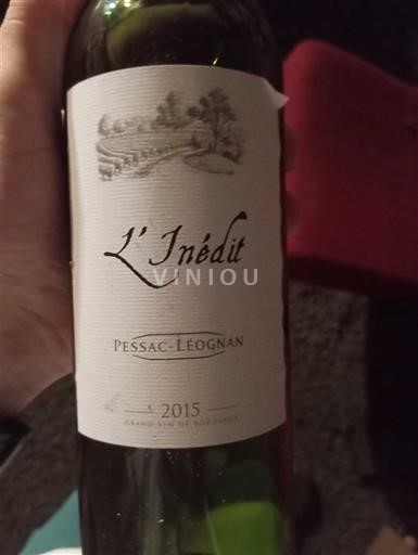 Viner Blanc demi-sec L'Inédit 2015 Frankrike Bordeaux Pessac-Léognan AOC