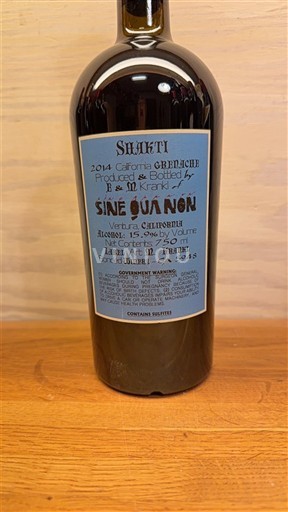 Californiske AVA'er Ikke specificeret Sine Qua Non Shakti 2014