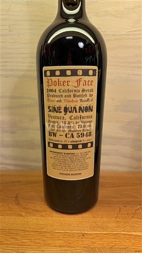 Californiske AVA'er Ikke specificeret Sine Qua Non Poker Face 2004
