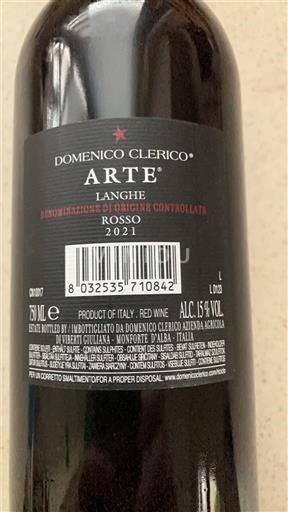 Vinhos Rouge sec Arte Domenico Clerico 2021 Itália Piemonte Langhe DOC
