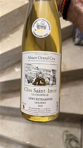Alsacia No especificado Grand Cru Domaine Ernest Burn Clos Saint-Imer La Chapelle 2020