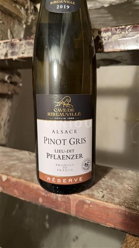 Vin Blanc sec Lieu-dit Pflaenzer Réserve Cave de Ribeauvillé 2019 France Alsace Vin de France
