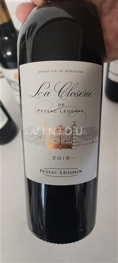 Viner Rouge sec La Closerie de Pessac-Léognan 2016 Frankrike Bordeaux Pessac-Léognan AOC